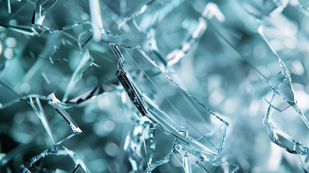 Foto um estreito dramático da fragmentação de fragmentos de vidro quebrados