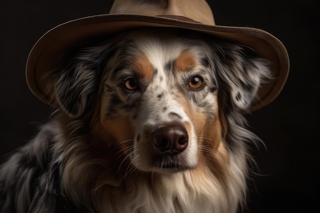 Um estúdio com uma IA generativa Australian Shepherd