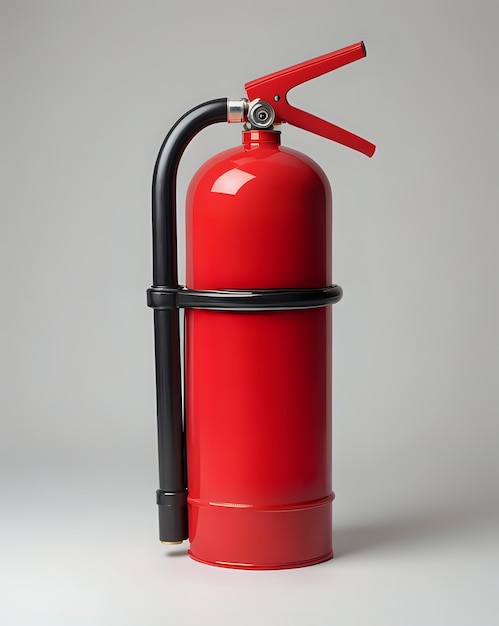 Um extintor de incêndio azul em ilustração 3D de fundo isolado amarelo