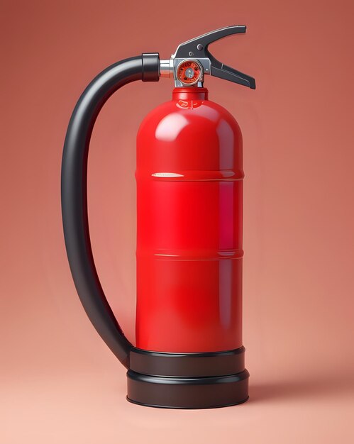 Um extintor de incêndio em fundo vermelho isolado ilustração 3D