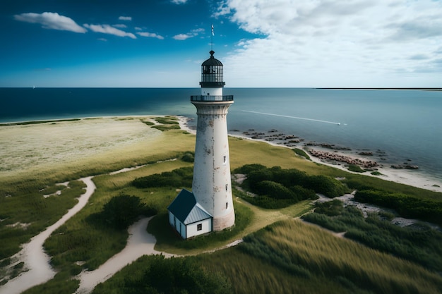 Um farol na costa da Dinamarca