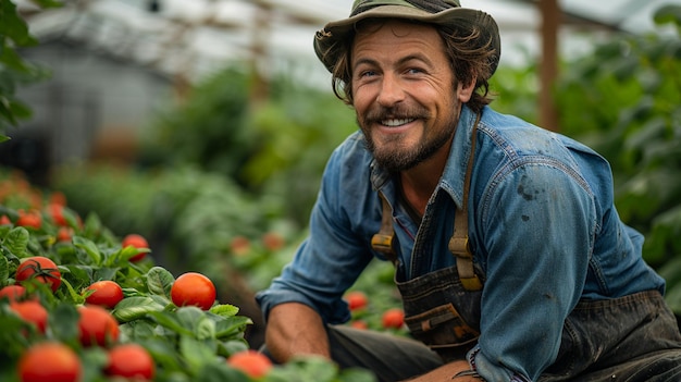 Foto um fazendeiro integrando as práticas de ipm no fundo