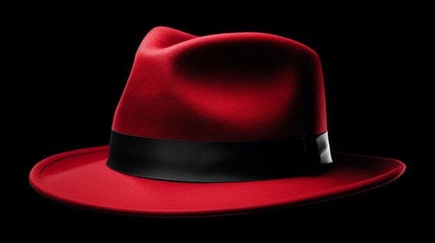 Um fedora vermelho com uma faixa preta