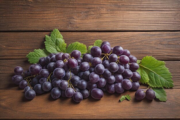 Um feixe de uvas frescas em uma mesa de madeira estilo vintage toned picture ai generative