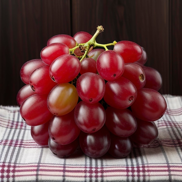 Um feixe de uvas vermelhas, roxas e brancas