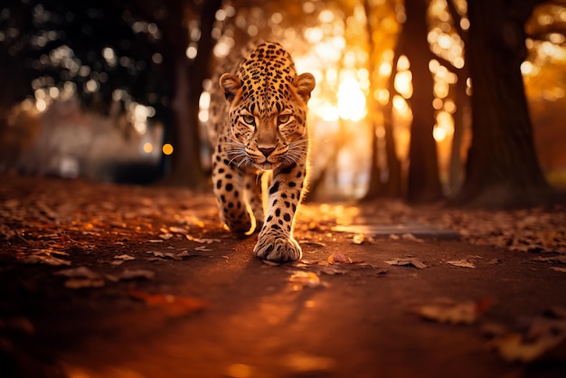 Um filhote de leopardo na natureza