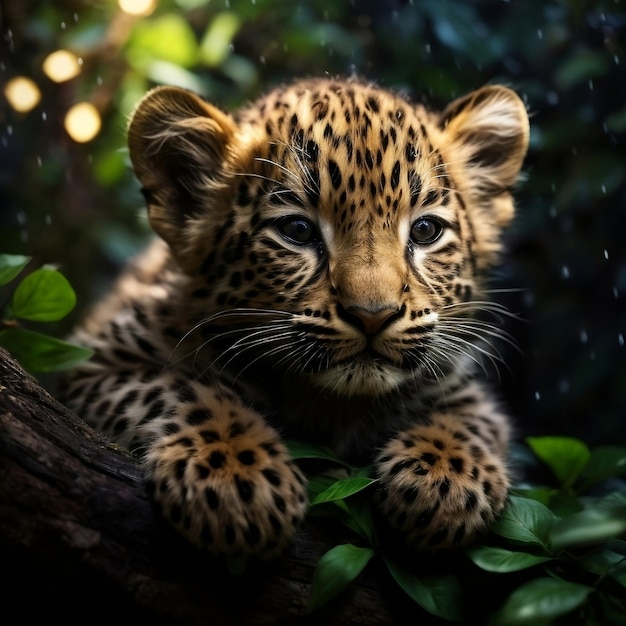 Um filhote de leopardo na selva