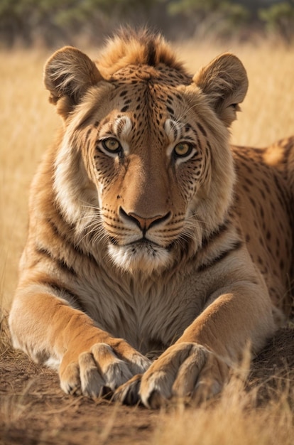 Um filhote de tigre está deitado numa cadeira e a olhar para a câmara.