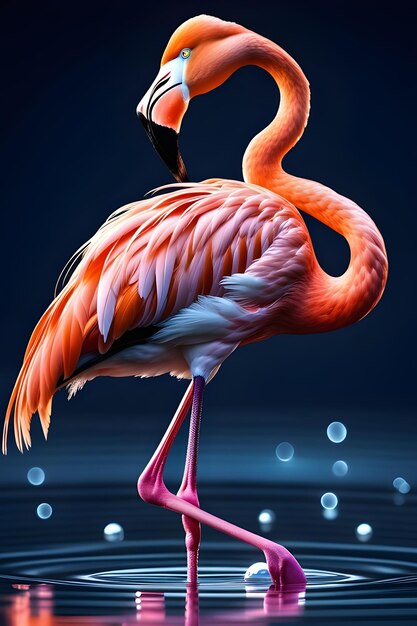 Um flamingo em estilo de desenho animado isolado no fundo