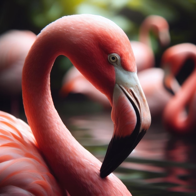 Um flamingo rosa na natureza
