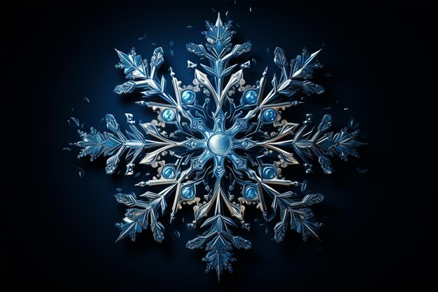 Um floco de neve azul com a palavra neve nele