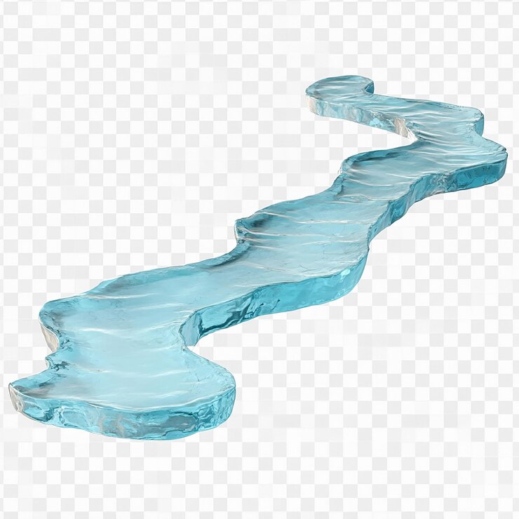Foto um fluxo de água congelado no tempo isolado em um fundo transparente