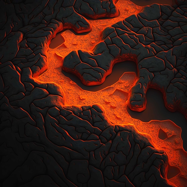 Um fluxo de lava vermelho brilhante é visível nesta imagem