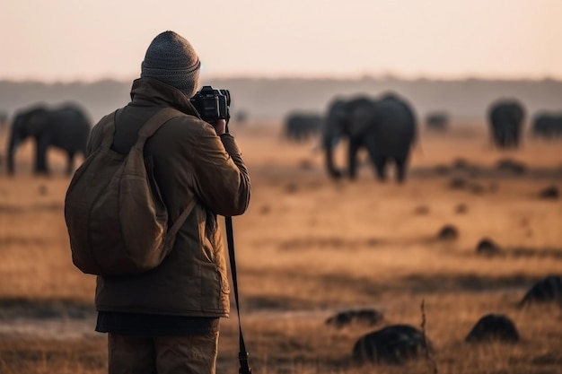 Um fotógrafo capturando a beleza da vida selvagem africana