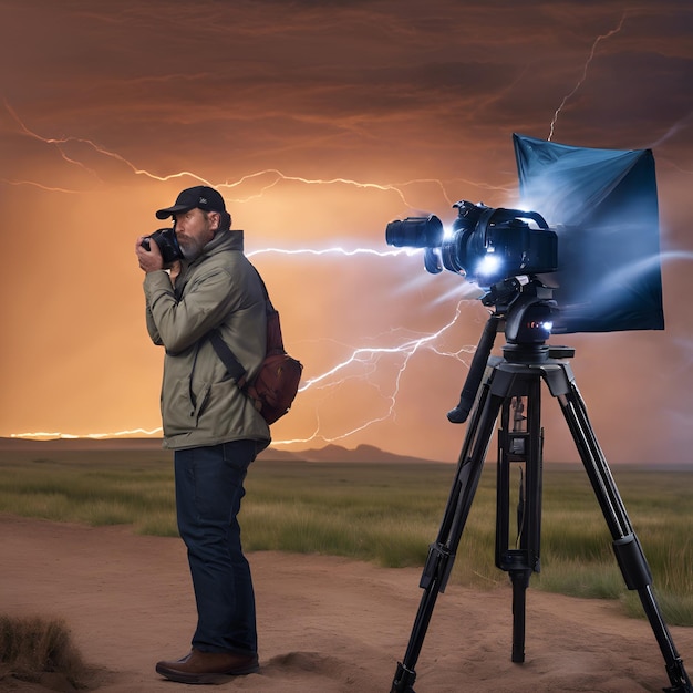 Foto um fotógrafo capturando momentos fugazes com timing especializado