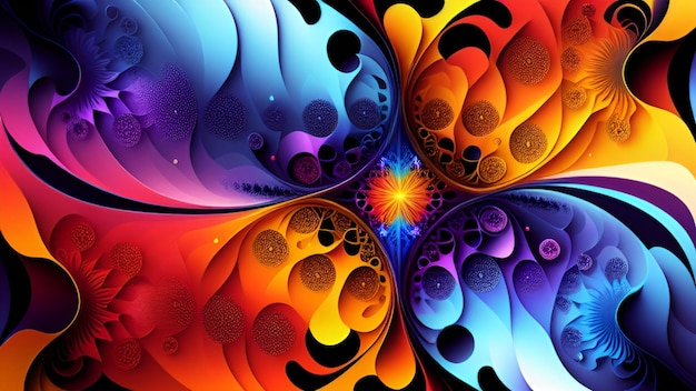 Foto um fractal colorido com um grande círculo de cores.