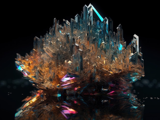 Um fractal sem fim feito de cristais multicoloridos translúcidos pedra preciosa natural Tecnologia Generative AI
