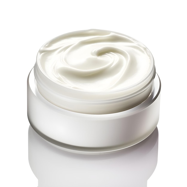 Um frasco de creme facial de luxo com fundo branco