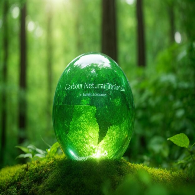 Um frasco de cristal de terra ecológico para um planeta neutro em termos climáticos