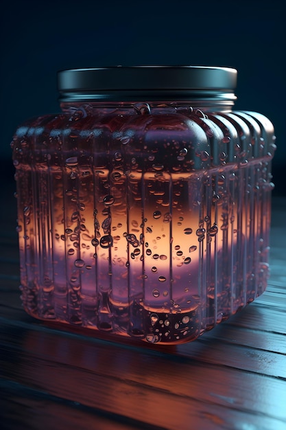Um frasco de líquido com as luzes acesas