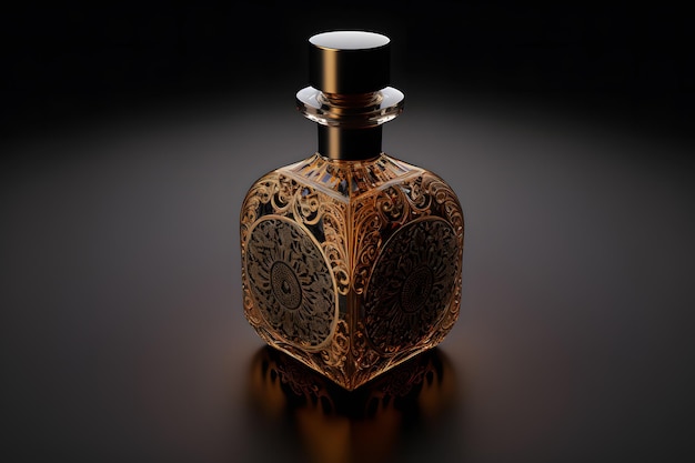 Foto um frasco de perfume feminino eau de parfum em frasco isolado em preto fragrância para feminino spray de perfume arte gerada pela rede neural
