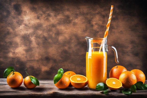 Um frasco de sumo de laranja e uma garrafa de suco de Laranja