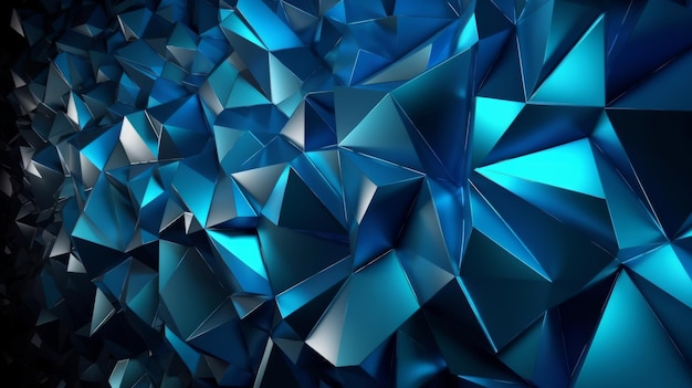 Um fundo abstrato azul composto por múltiplas formas triangulares Generative ai