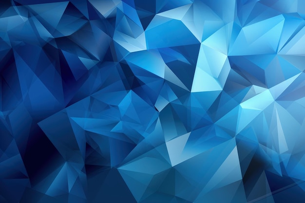 Um fundo abstrato azul que consiste em formas triangulares generative AI