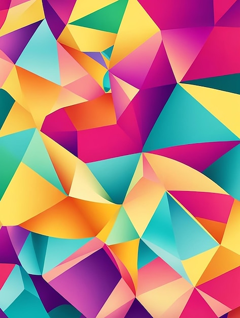 Um fundo abstrato cativante de triângulos interligados em um espectro de cores vivas renderizadas