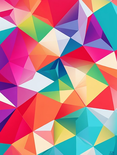 Um fundo abstrato cativante de triângulos interligados em um espectro de cores vivas renderizadas