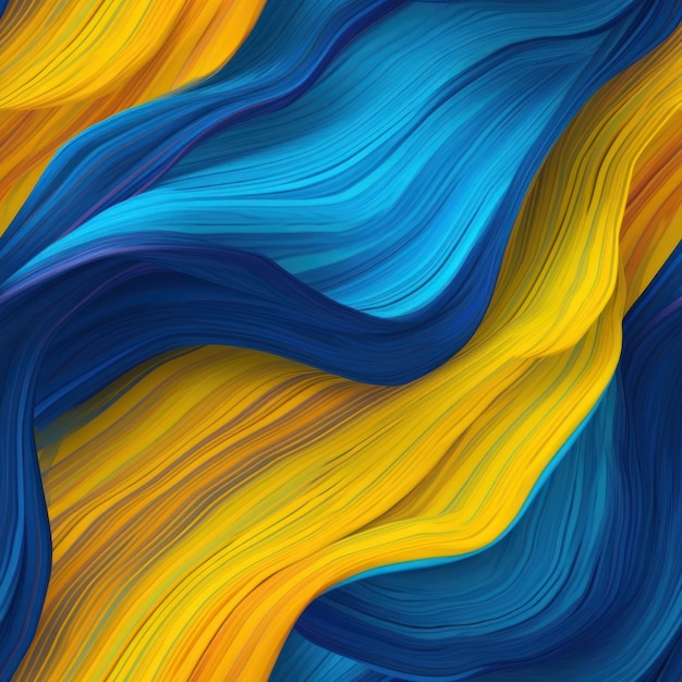 Um fundo abstrato colorido com ondas azuis e amarelas.