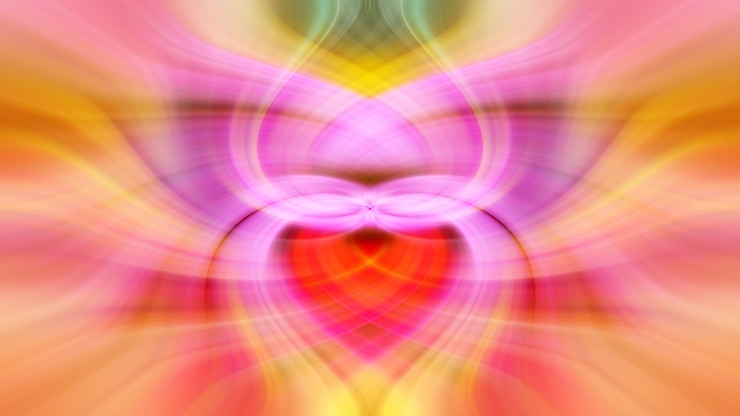Foto um fundo abstrato colorido com um coração no meio