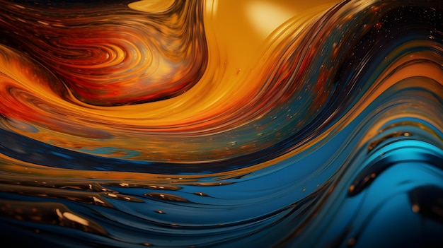 Um fundo abstrato colorido com um redemoinho de líquido.