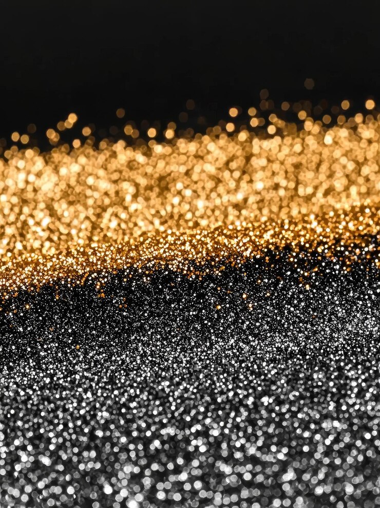 Foto um fundo abstrato com um chão dourado brilhante com partículas cintilantes estrelas e poeira criando um efeito brilhante futurista no espaço contra um fundo preto com ultra-realista