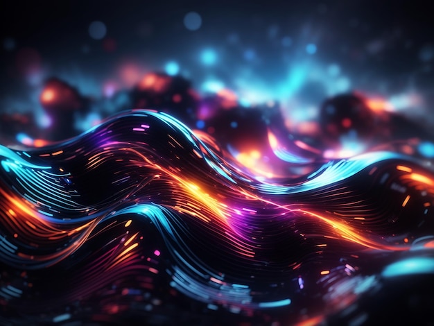 um fundo abstrato dinâmico com ondas pulsantes futuristas de luz e energia