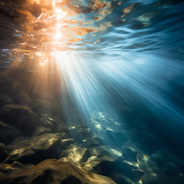 Foto um fundo abstrato do fluxo de água do mar sob exposição à luz