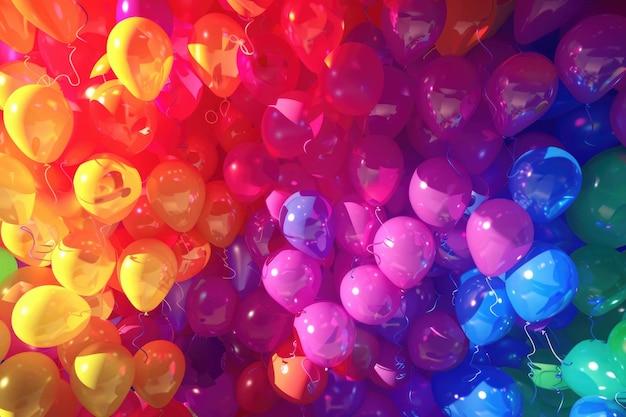 Um fundo abstrato e brilhante de balões coloridos com arco-íris celebrando o orgulho gay