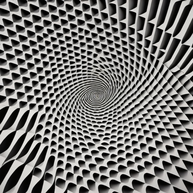 Foto um fundo abstrato preto e branco com uma espiral no meio.