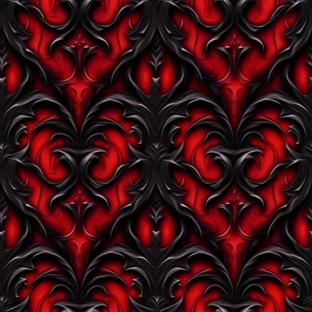 Um fundo abstrato vermelho e preto com formas redemoinhos generativas ai