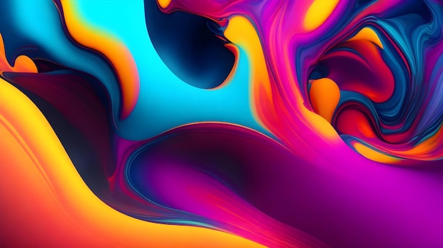 um fundo abstrato vibrante inspirado na mistura e redemoinho de líquidos fluorescentes
