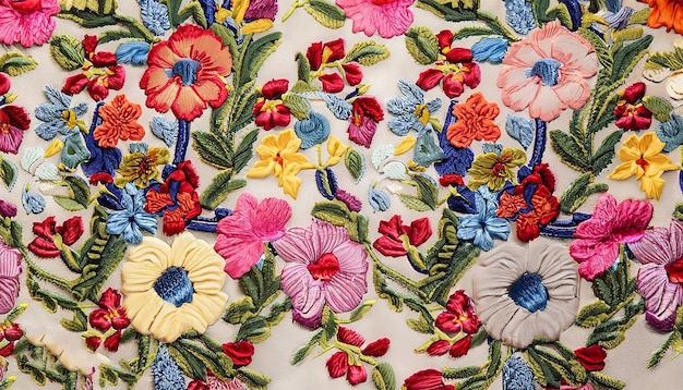 Um fundo adornado com a beleza do bordado floral mexicano