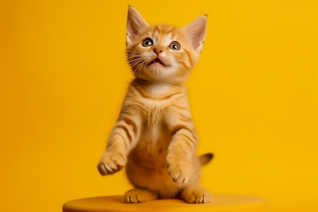 Um fundo amarelo com um gato nele