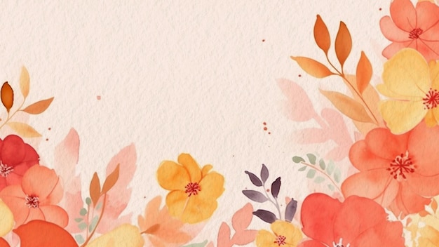 Um fundo aquarela com uma borda floral.