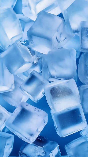 Um fundo azul com cubos de gelo