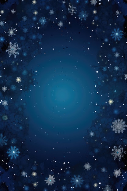 Um fundo azul com flocos de neve e estrelas Flocos de neve Estrelas Fundo azul Cenário de inverno Sparkles Conto de fadas Saudação Sard