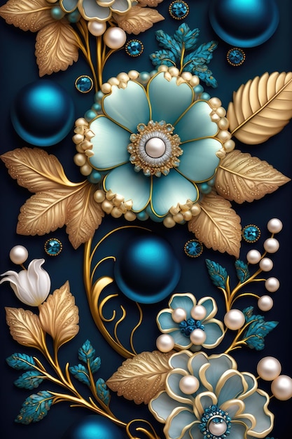 Um fundo azul com flores e as palavras 'blue'