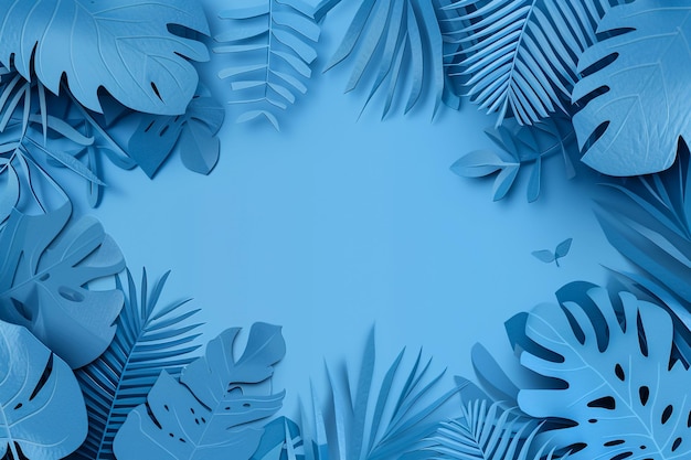 Foto um fundo azul com palmeiras e um fundo azul