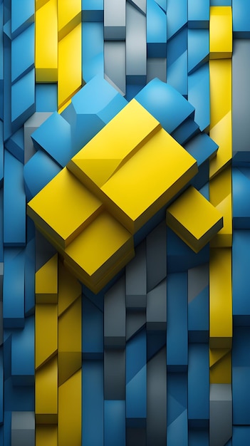 Um fundo azul e amarelo com um design azul e amarelo.