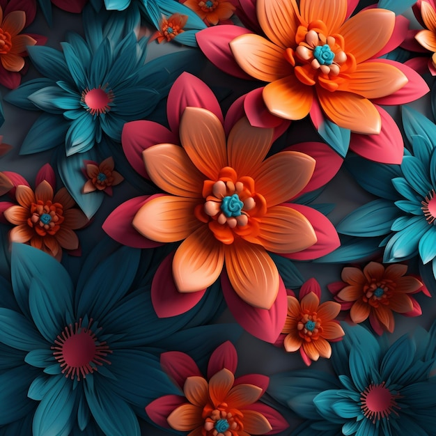 Um fundo azul e laranja com flores e as palavras "z" nele.