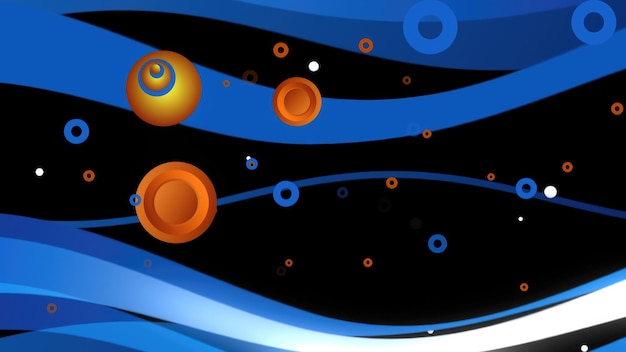 Foto um fundo azul e preto com círculos laranja e um fundo preto.
